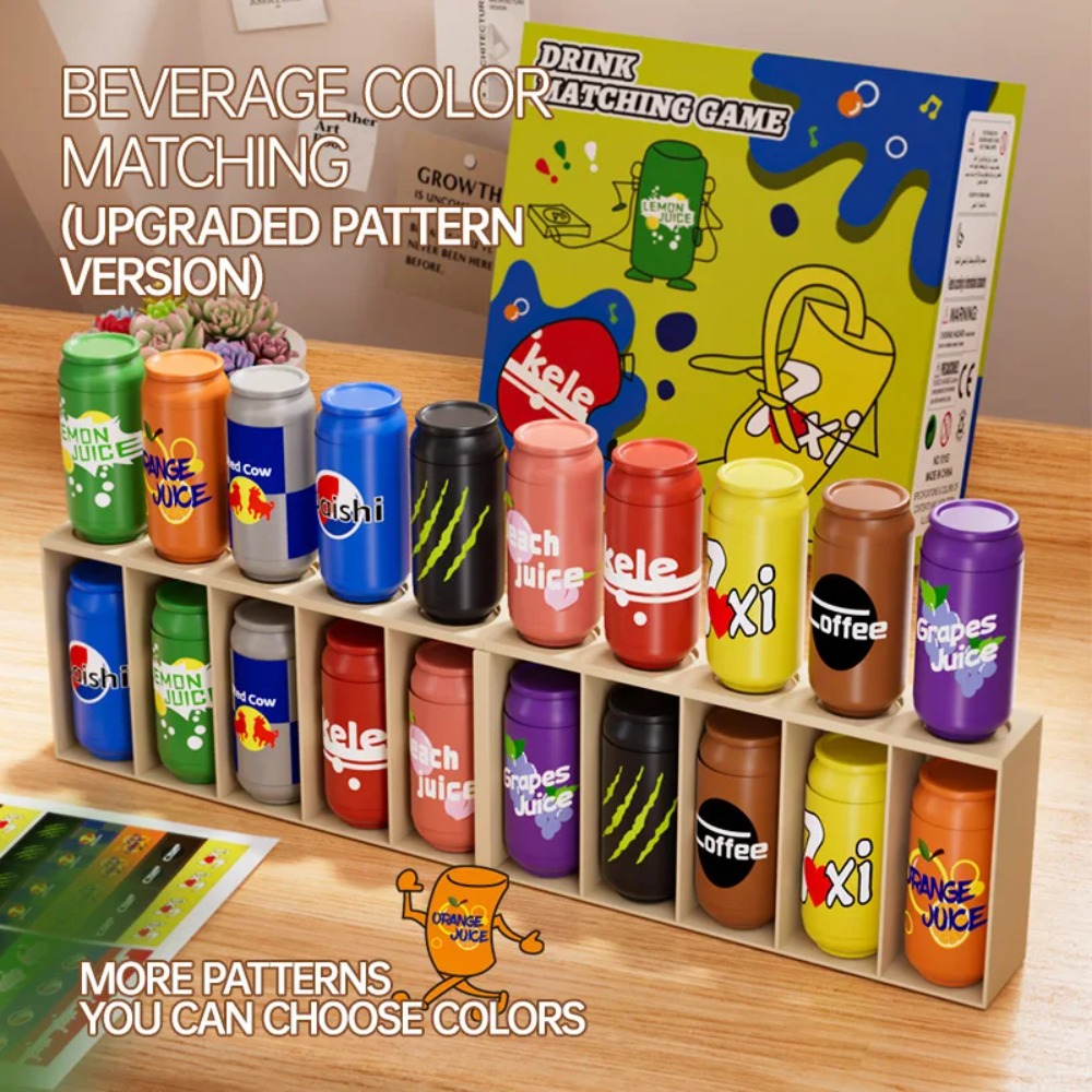 Board Game For 3 Players - Children's fun bottle-guessing game, beverage matching,