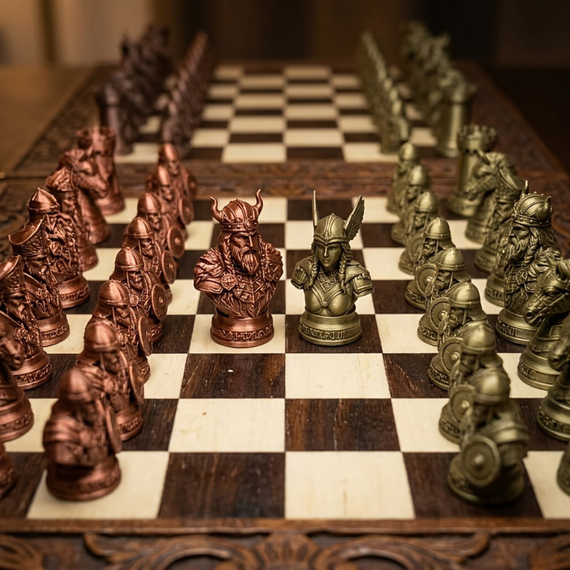 Viking Chess Pieces 3D Printed - огляд і ціна Board Game Vikings