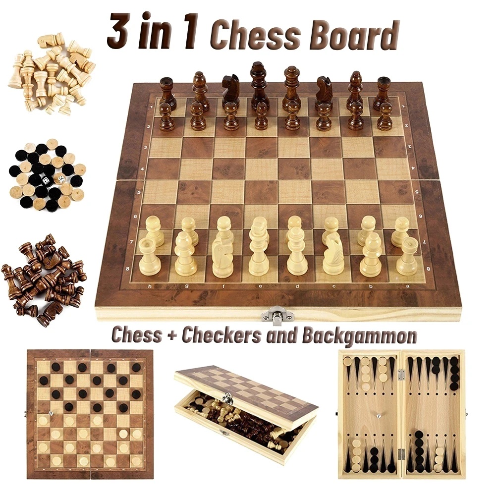 3 in 1 Wooden Checkers Backgam - огляд і ціна Board Game Operation